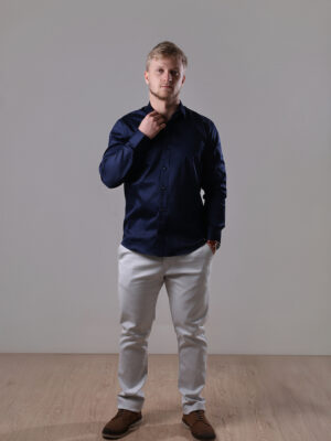 Camisa Masc. REF: 603 - Tricoline Azul Marinho