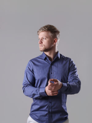 Camisa Masc. REF: 504 - Marinho Fil a Fil