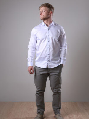 Camisa Masc. REF: 601 - Tricoline Branco