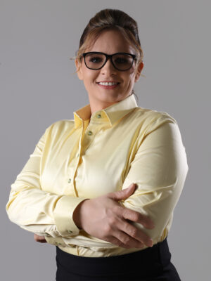 Camisa Fem. REF: 614 - Tricoline Amarelo Pêra