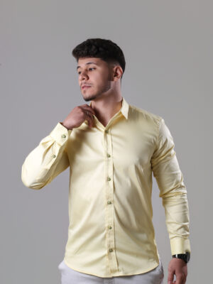 Camisa Masc. REF: 614 - Tricoline Amarelo Pêra