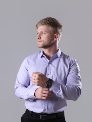 Camisa Masc. REF: 503 - Lilas Fil a Fil