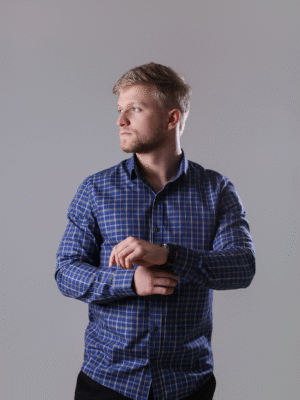 Camisa Xadrez Masc. Marinho