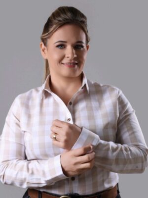 Camisa Xadrez Fem. Bege